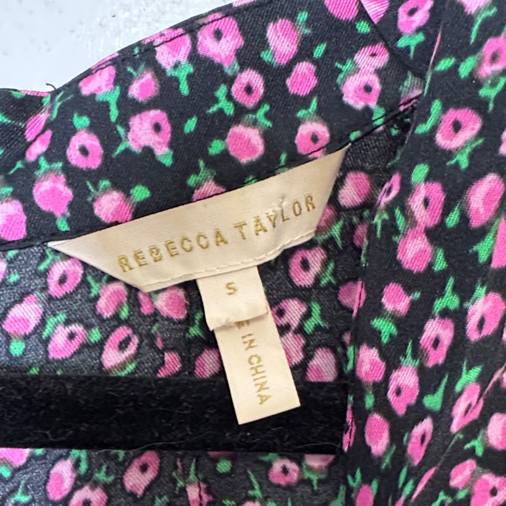 Rebecca Taylor Floral Dress As Seen On TV Silk Blend Pink Black Size S - Picture 2 of 12